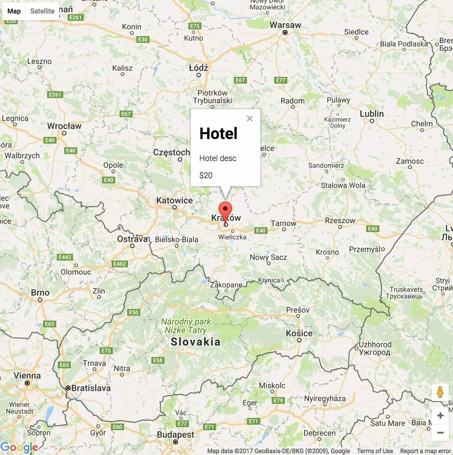 Screenshot from Google Maps to Airbnb Map